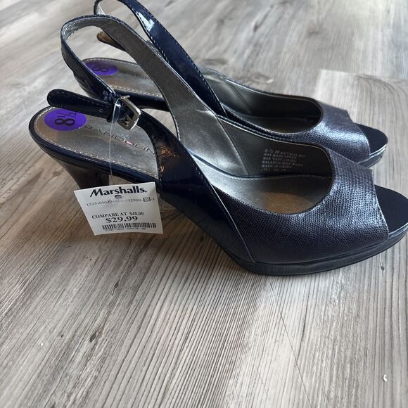 NWT Bandolino Blue High Heel Pumps Peep Toe Size 8.5 - Picture 1 of 9